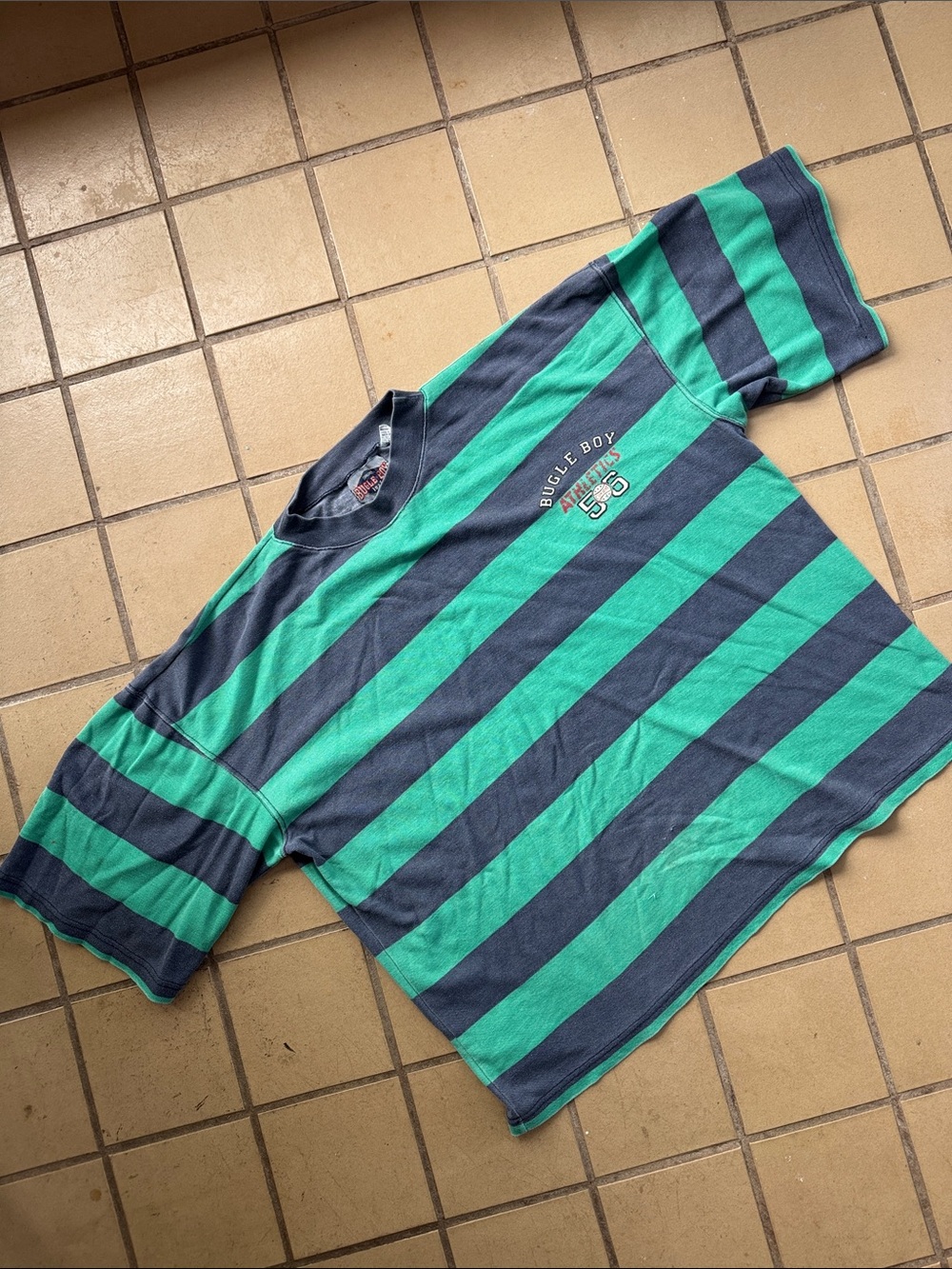Bugle Boy Blue & Green Striped Short-Sleeve Tee